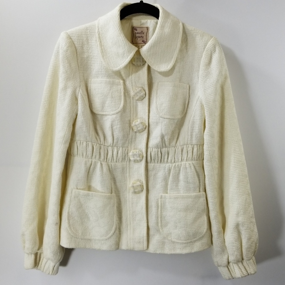 Nanette Lepore White Button Snaps Blazer Size 2